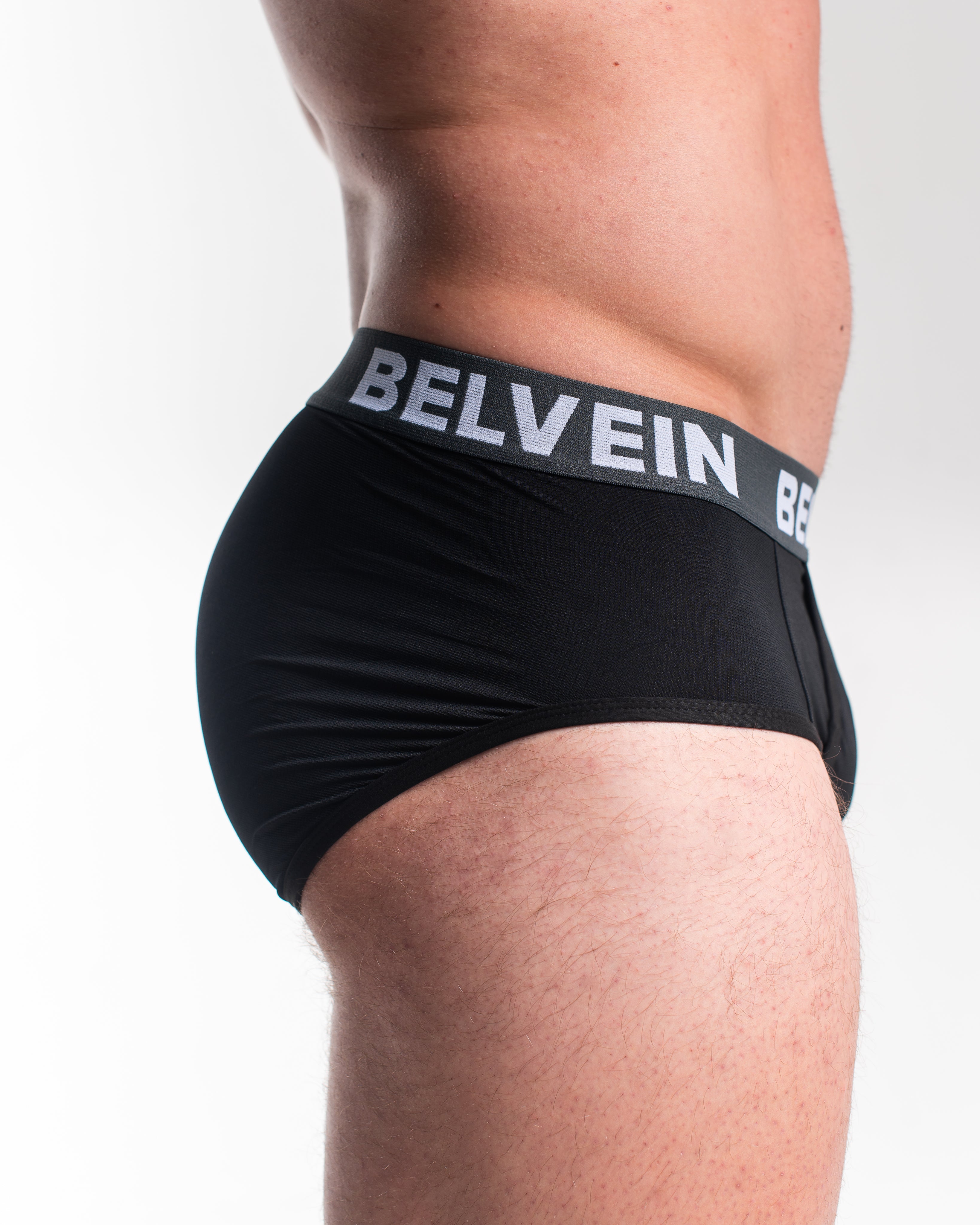 Men's Belvein Mesh Briefs - Black