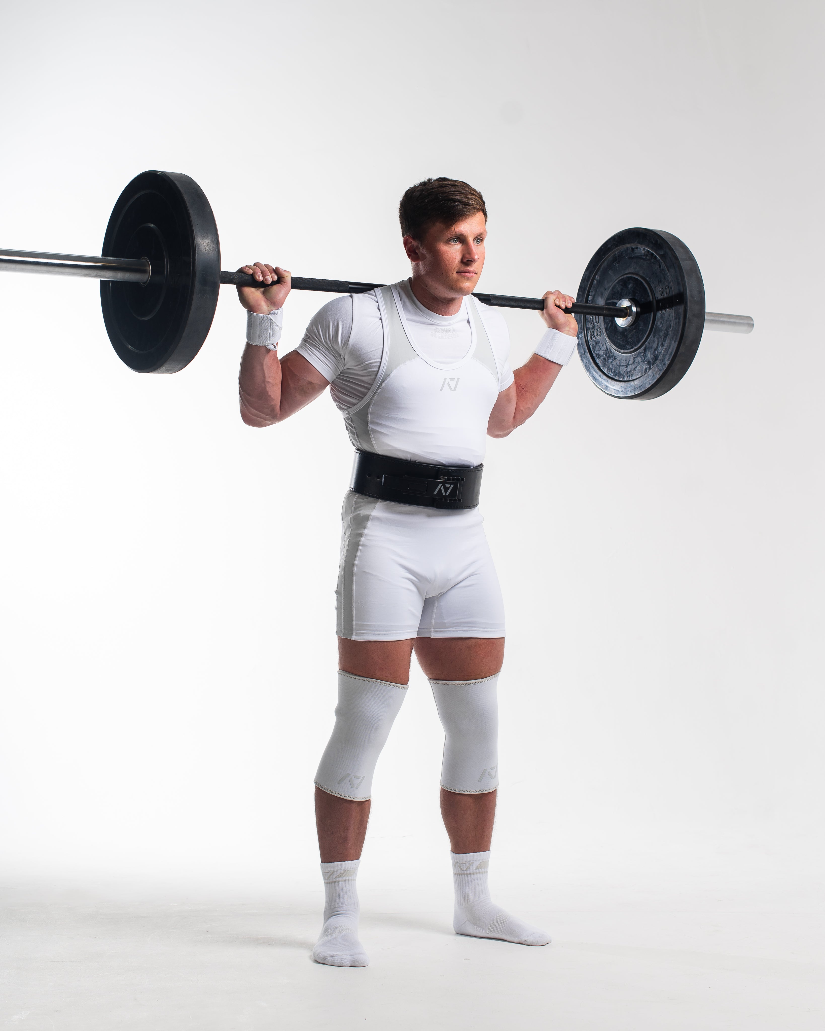 Hourglass White Knee Sleeves for Weightlifting - Polar