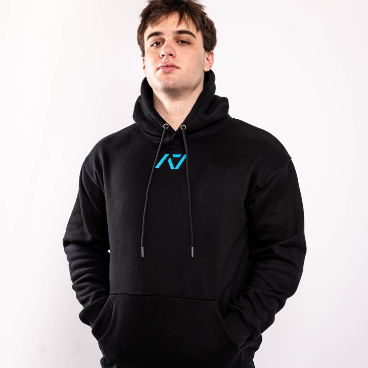 Front view of 2025 USAPL Arnold Sports Festival Hoodie with A7 logo on center chest