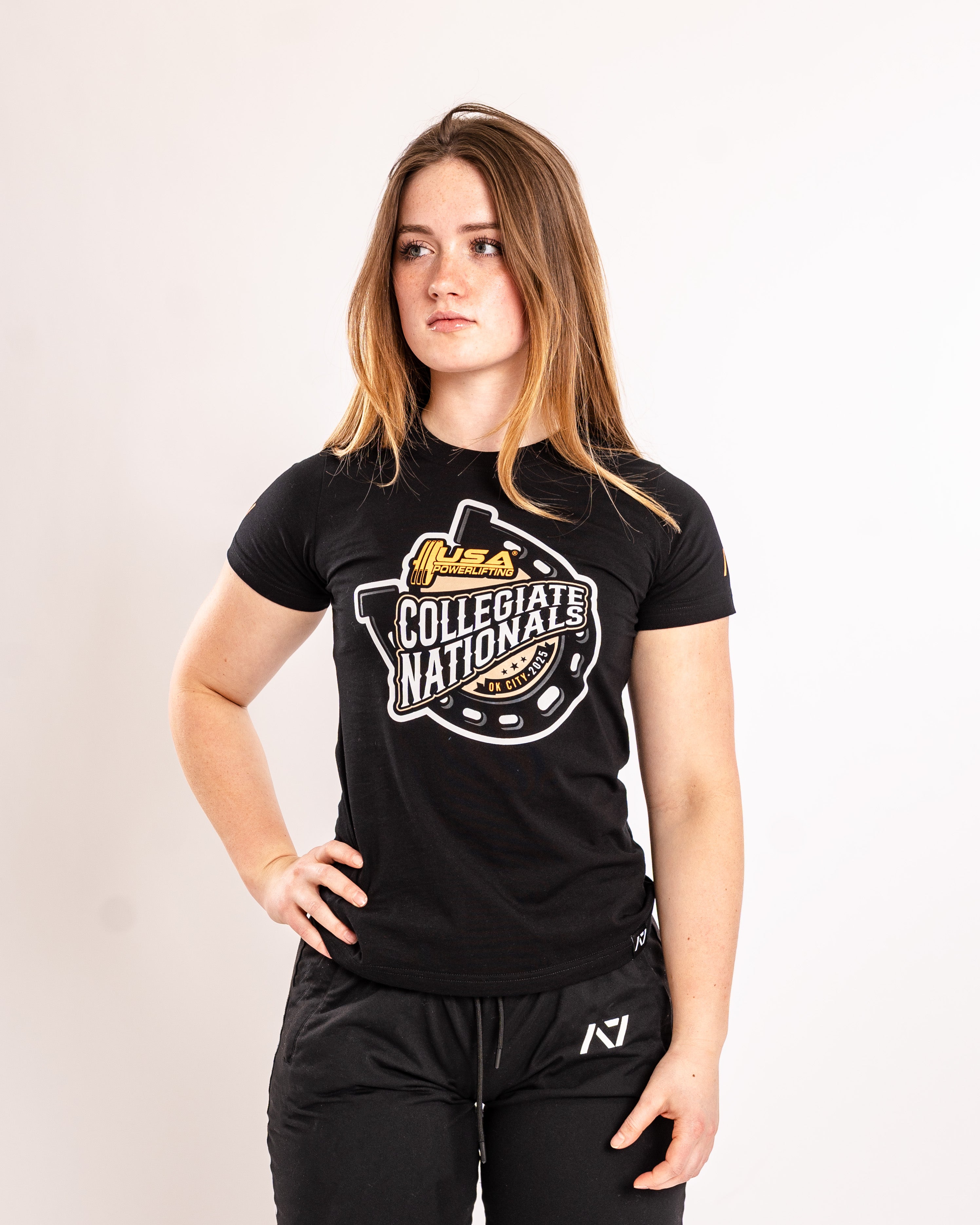 Front view of 2025 USAPL Collegiate Nationals women’s shirt with official event graphic