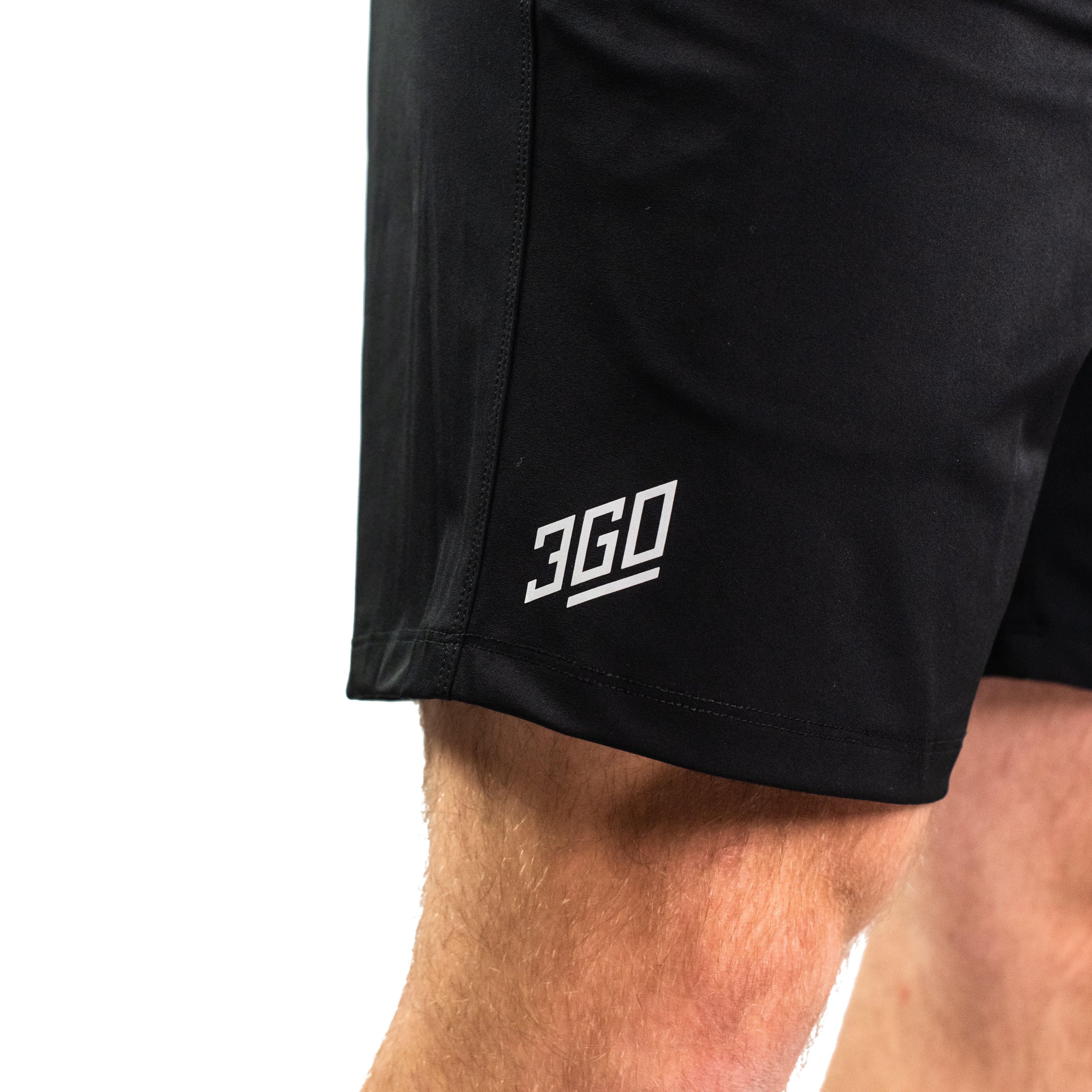 Matte silicone A7 logos on Black 360Go KWD Shorts for sleek, long-lasting branding.