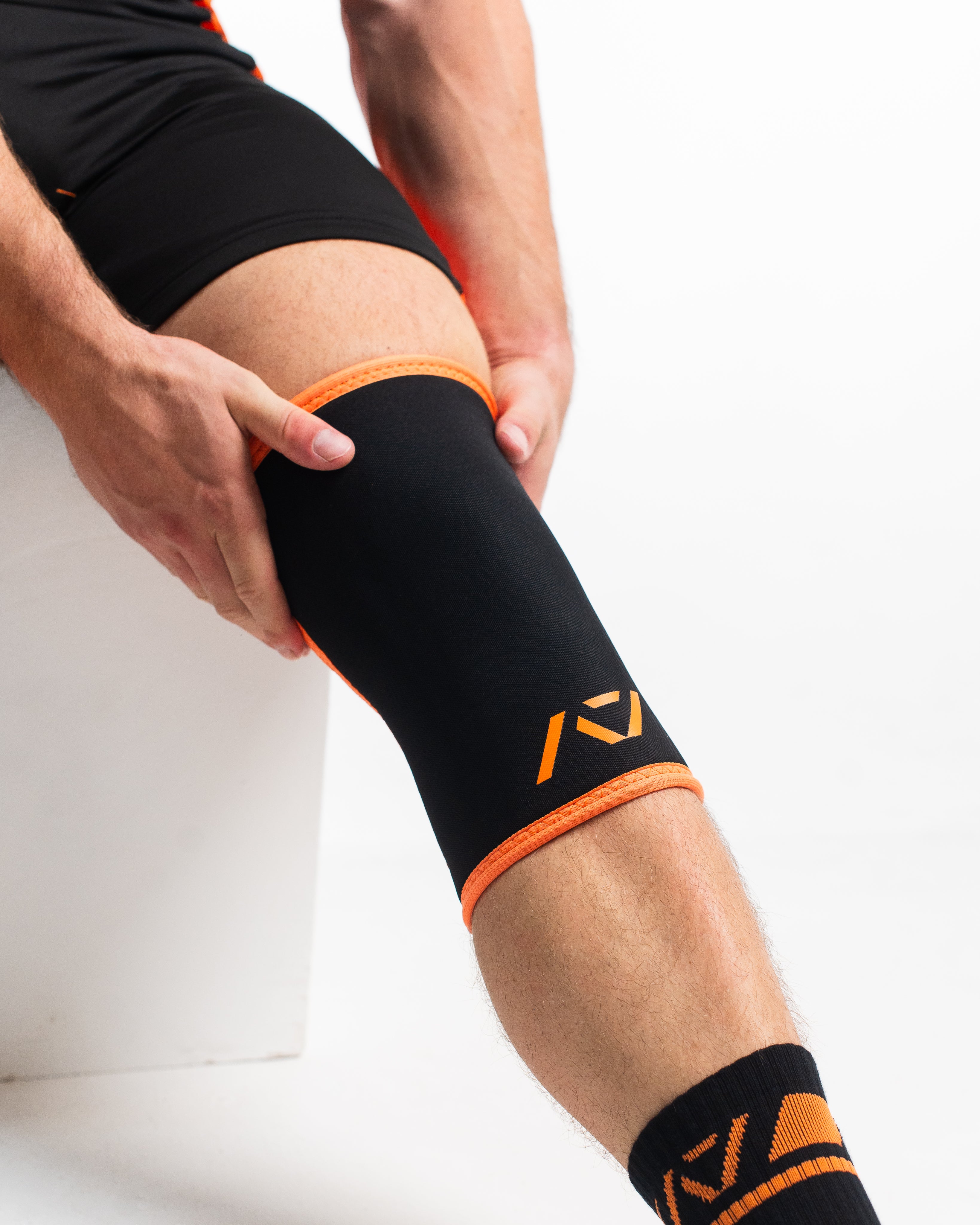 Black & Orange Knee Sleeves  Knee Support Sleeves for Squats – A7