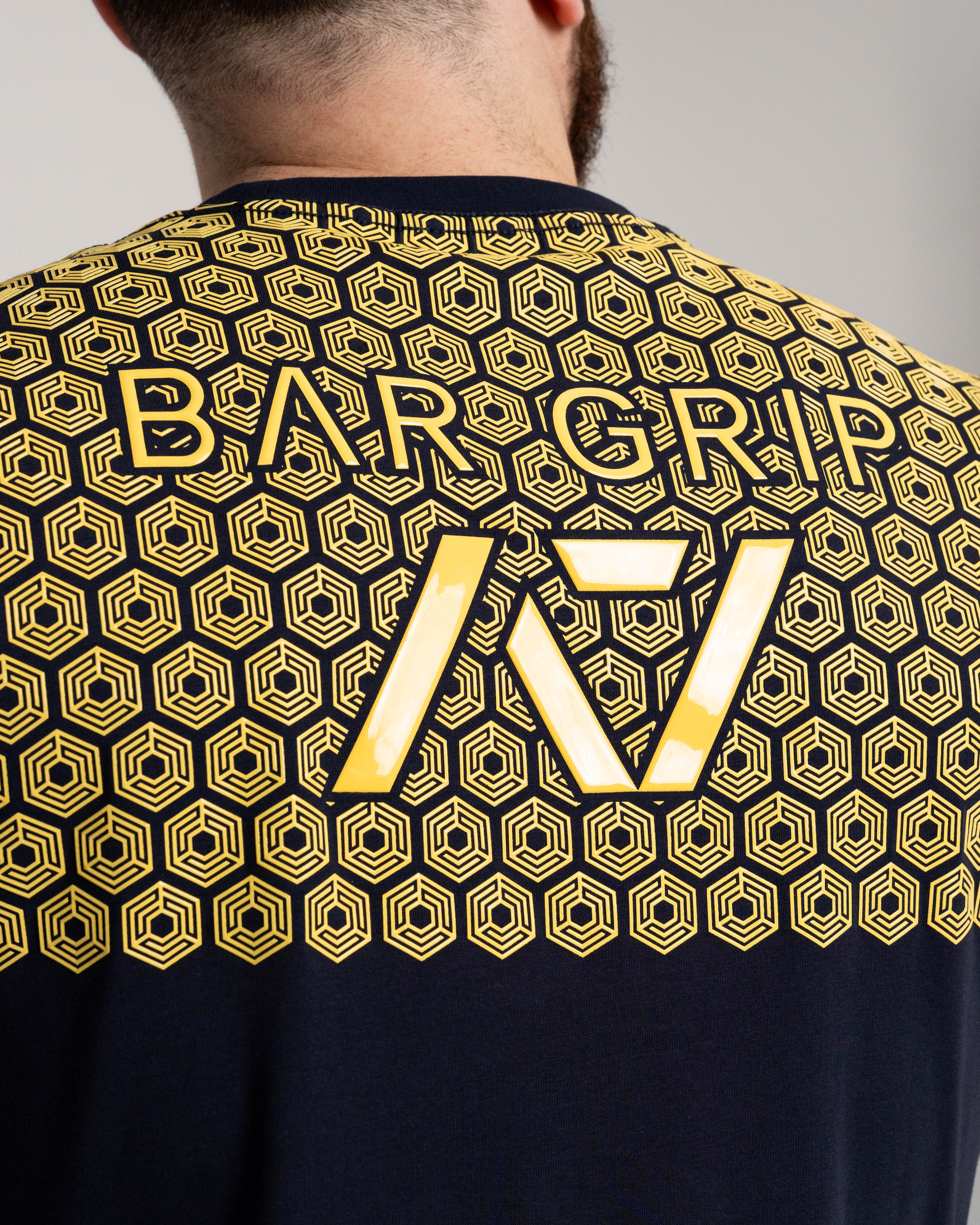 Close up of Bar Grip on NSTP mens bar grip shirt