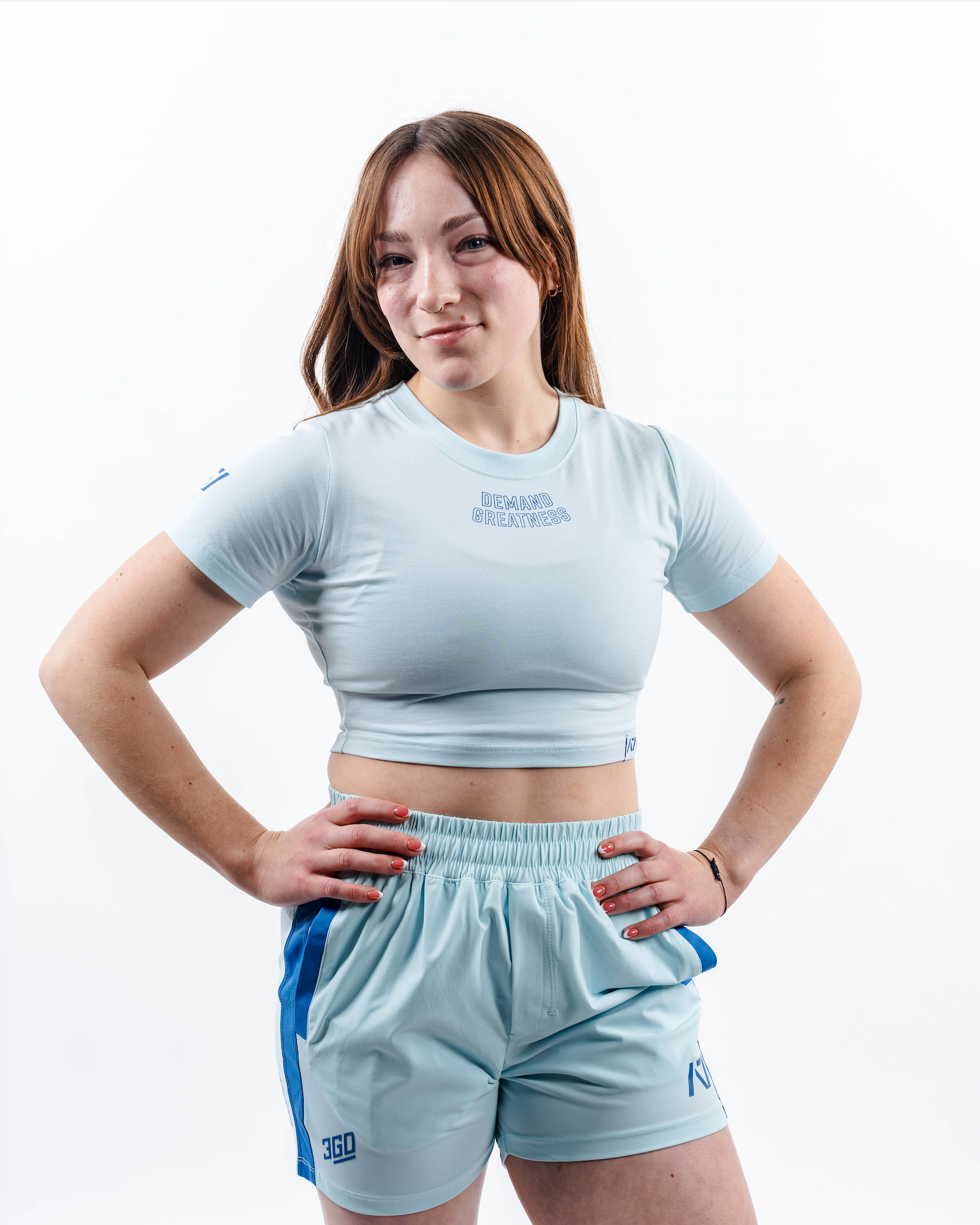 Demand Greatness True-Fit Women's Meet Crop - Cyanite