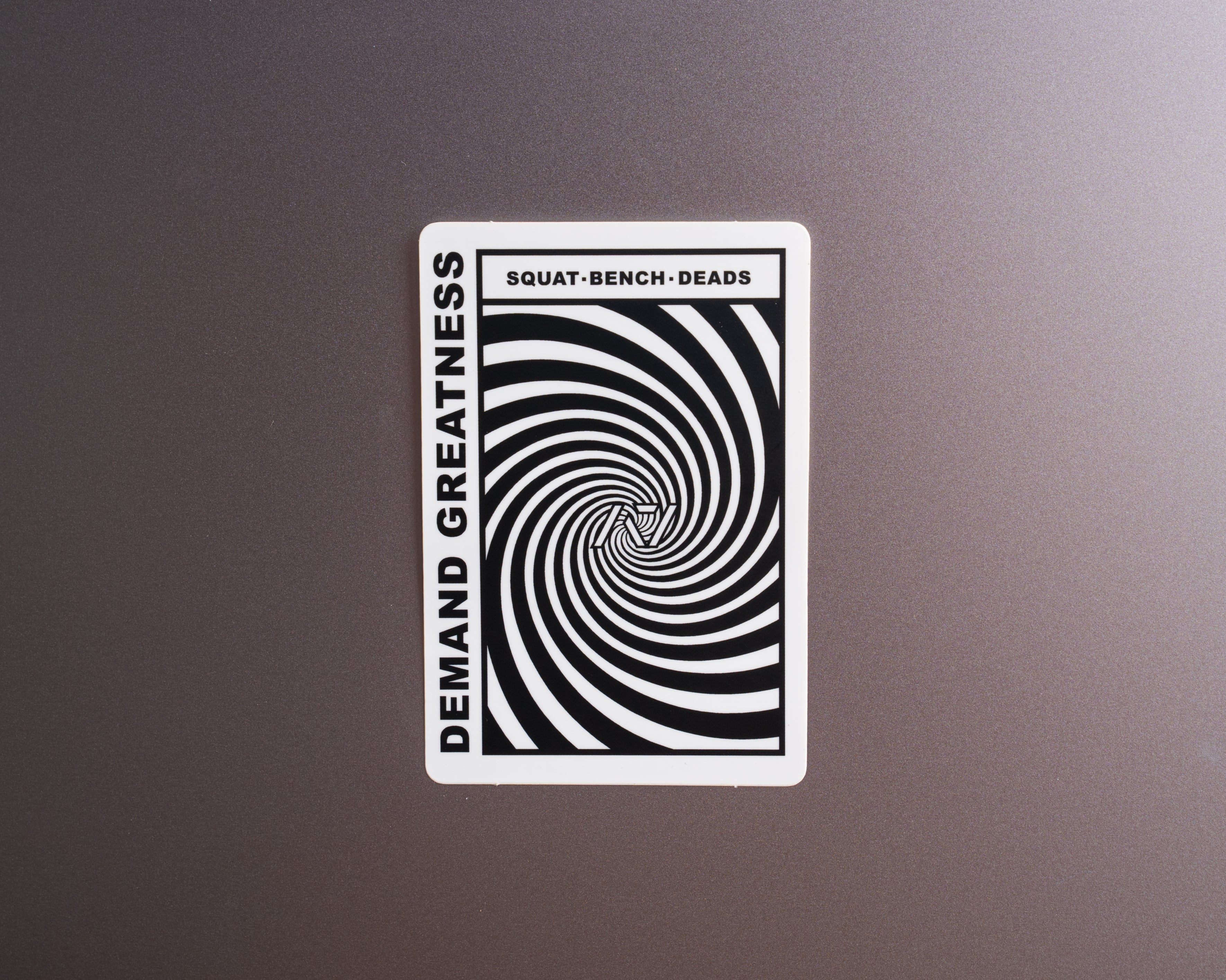 Front view of A7 Deflection Sticker – The Helix showing spiral design on matte vinyl.