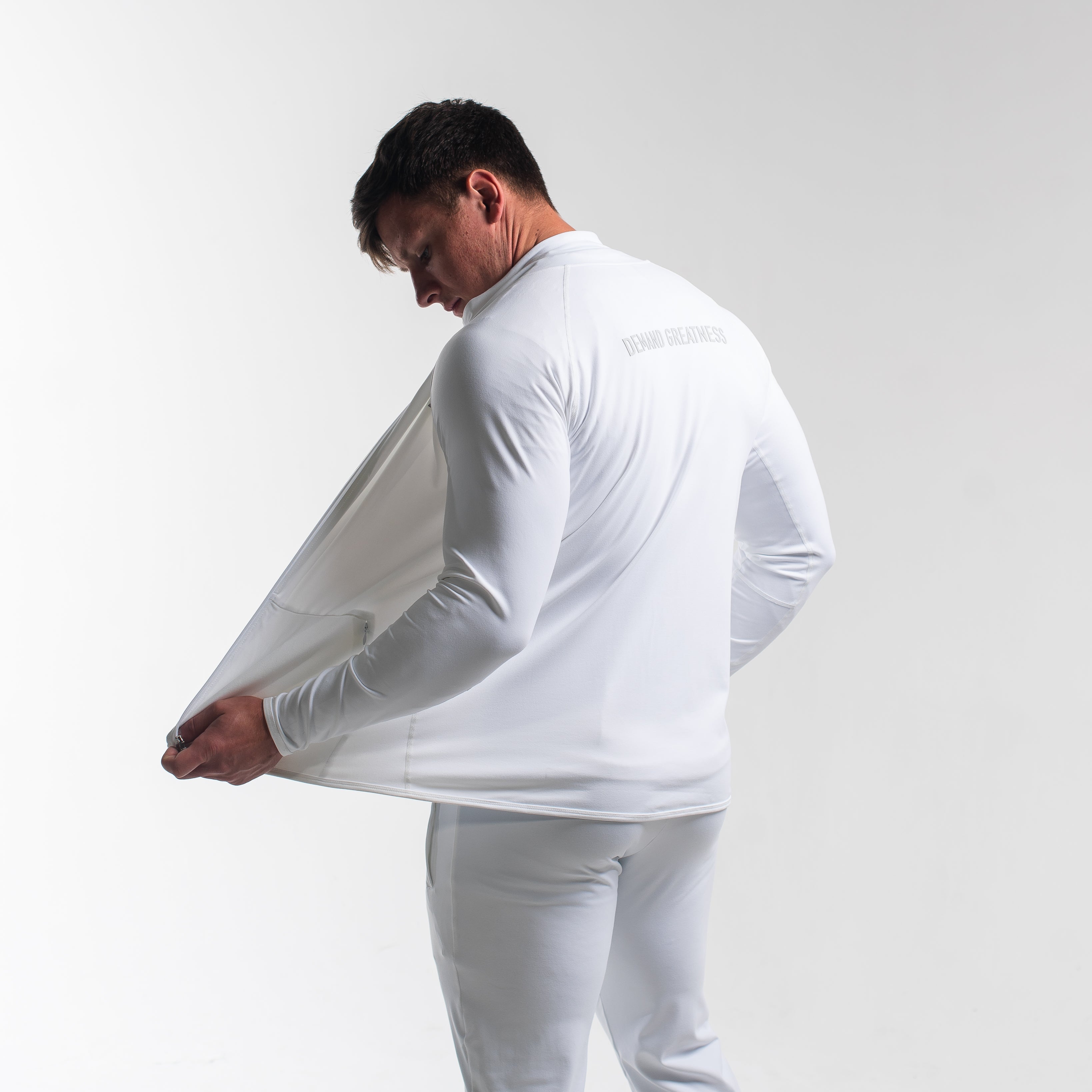 Back view of Polar Defy Jacket highlighting smooth stretch fabric panels.