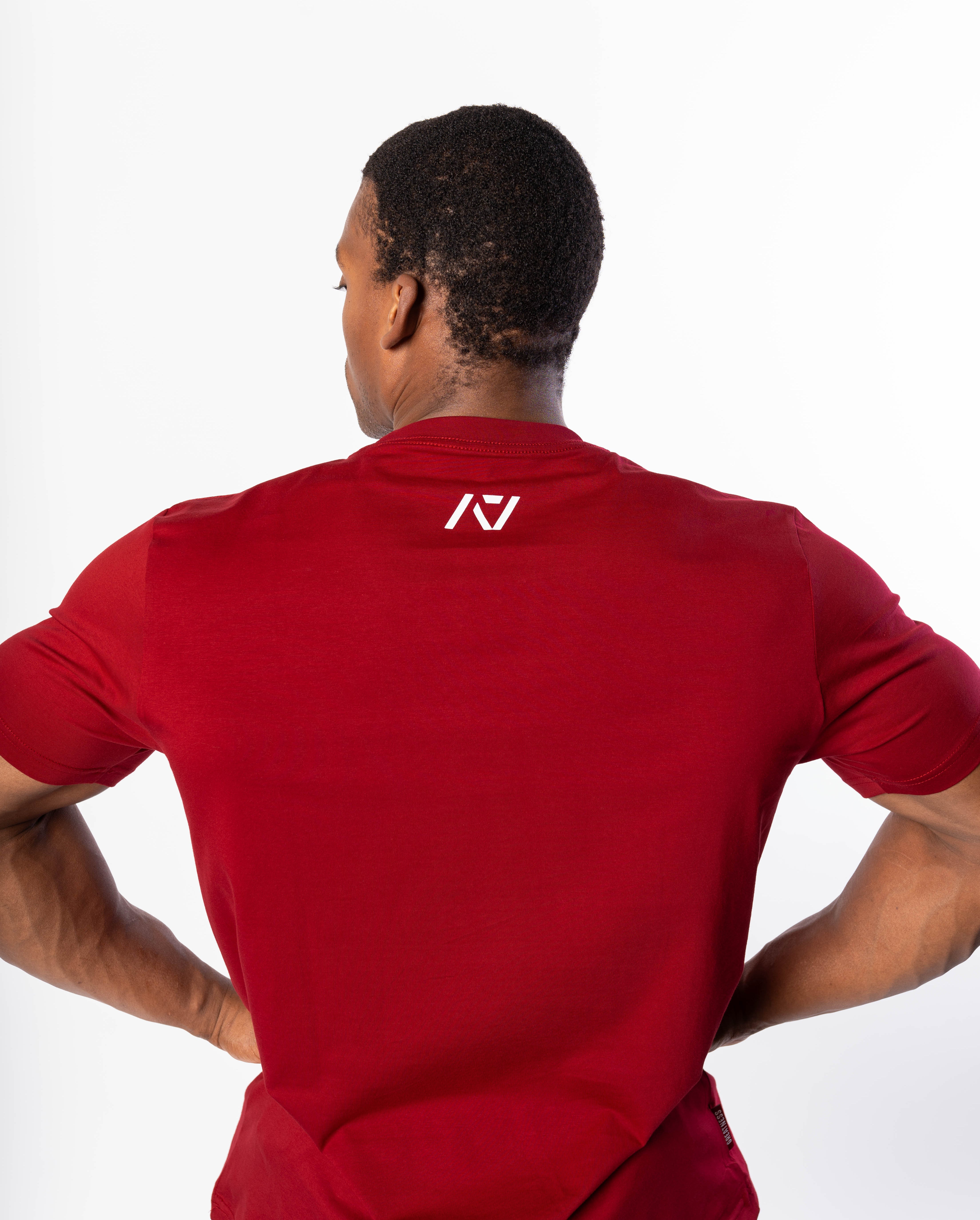 Back of A7 Meet Shirt with A7 logo at the top of the upper back to showcase underneath singlet