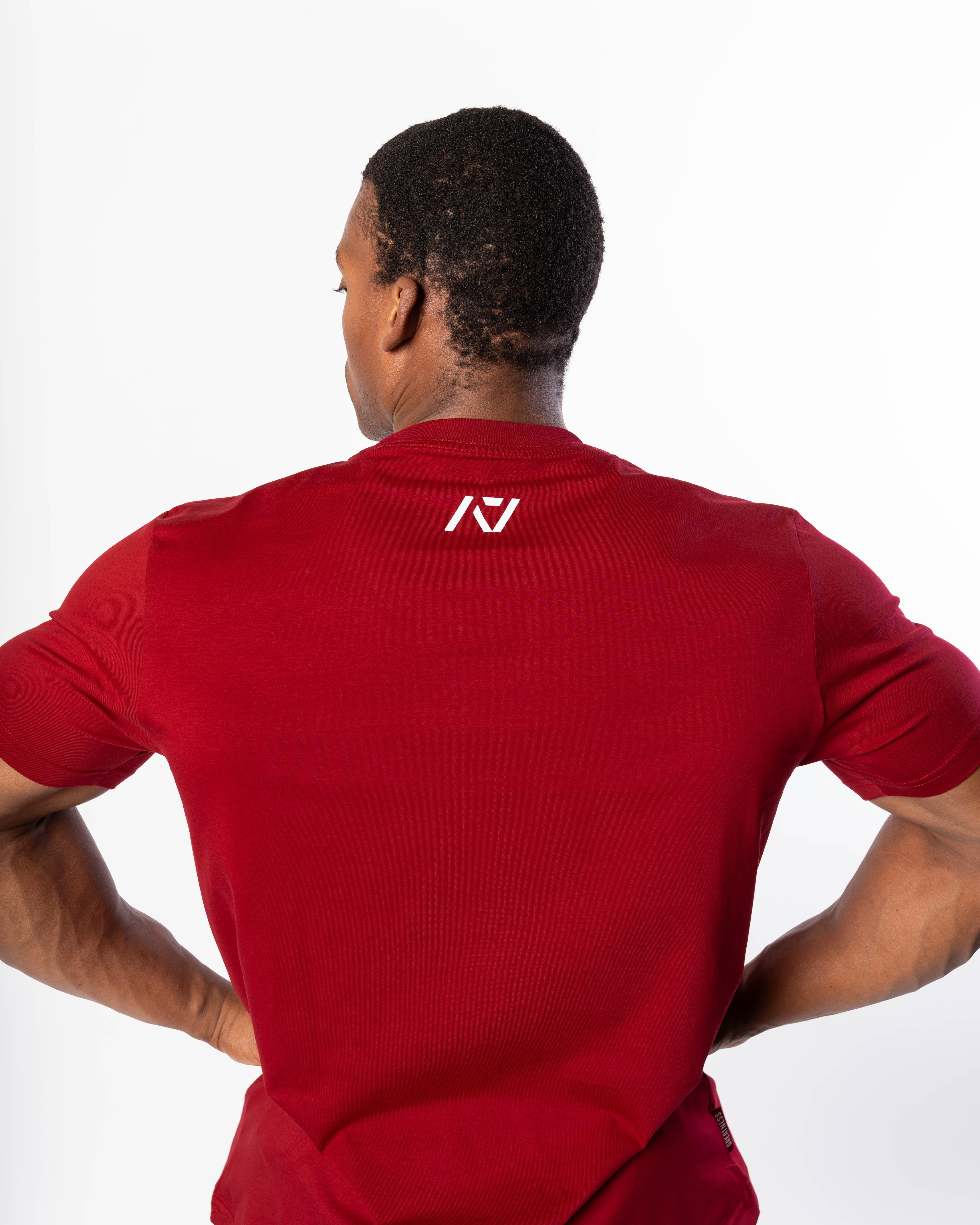 Back of A7 Meet Shirt with A7 logo at the top of the upper back to showcase underneath singlet