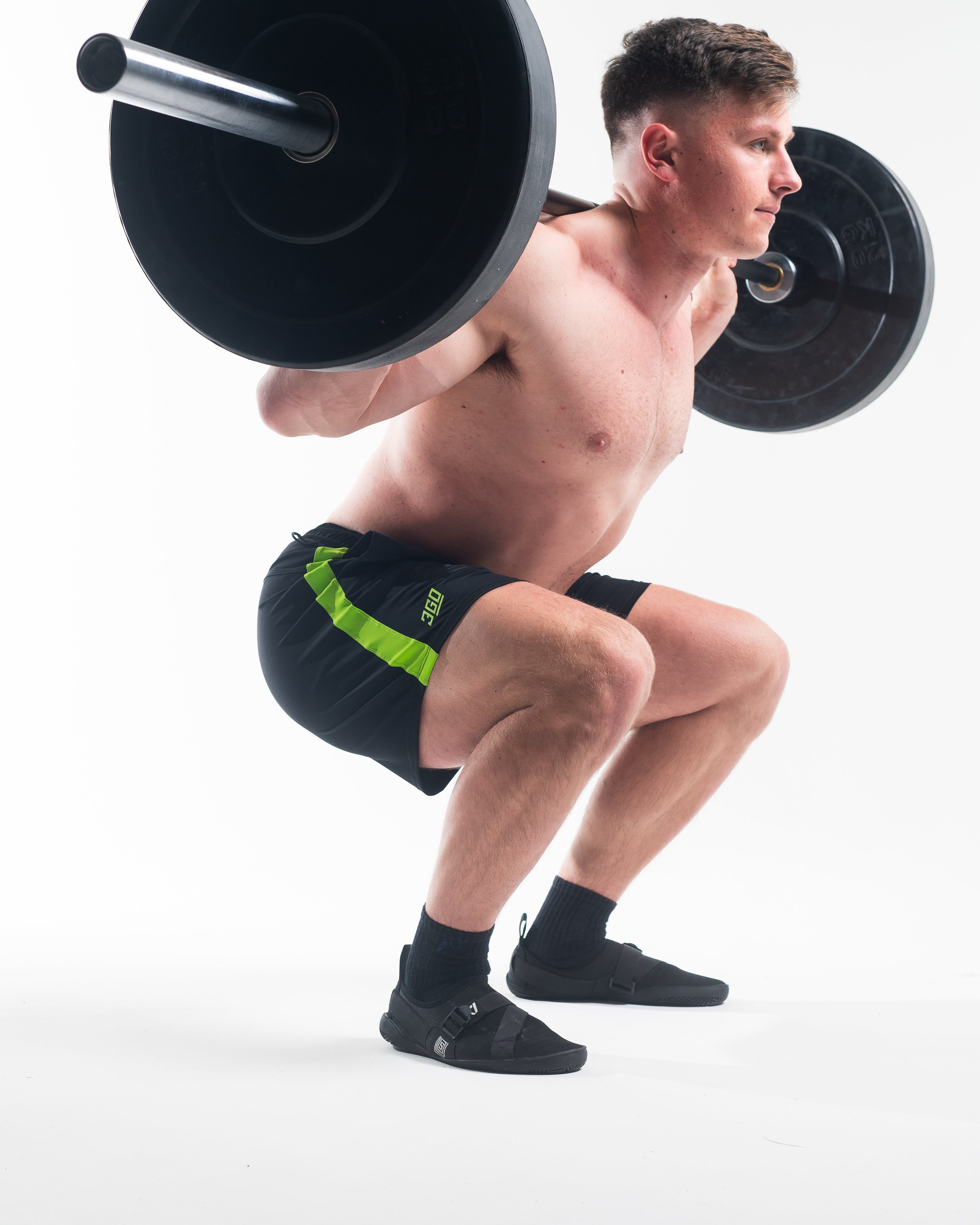 Showcasing the 360 degree stretch hitting depth in a squat.