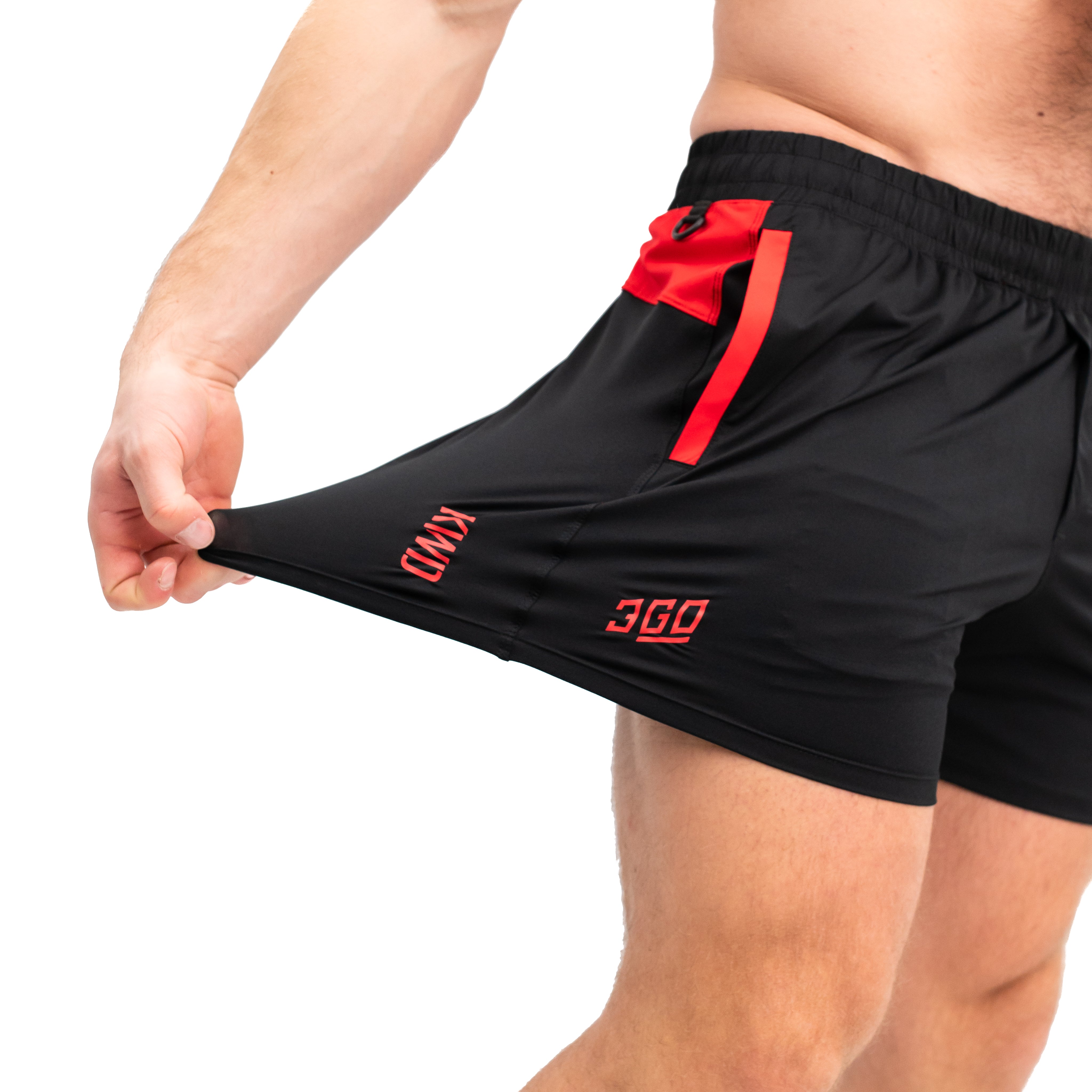 Close-up of 360-degree stretch fabric on Inferno 360Go KWD Shorts for complete freedom of movement under load.