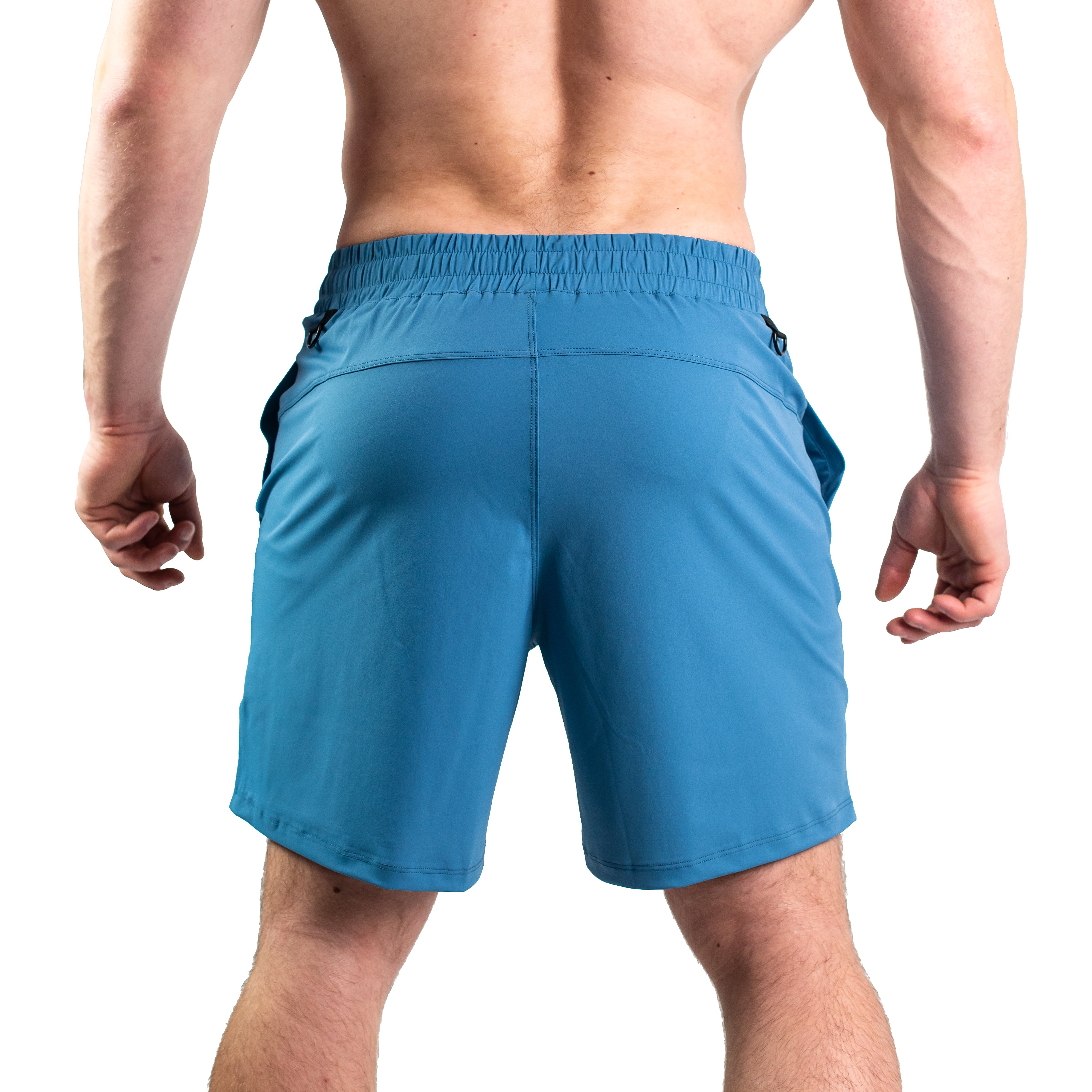 Rear view of A7 Honor 360Go Shorts with ripstop loop-through pockets and clean performance-focused silhouette.