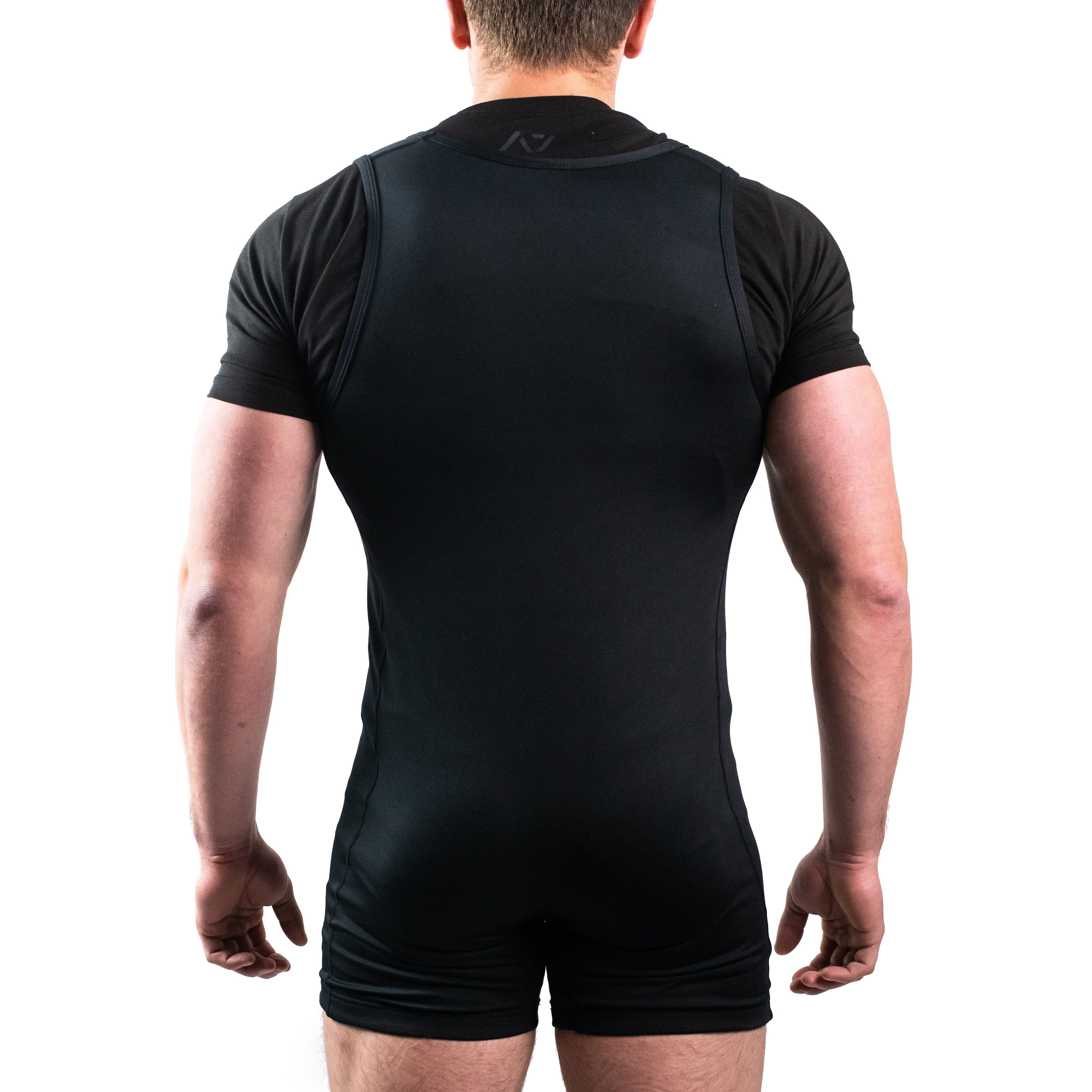 Rear view of the A7 Classic Singlet – Stealth featuring racerback design and subtle A7 branding.