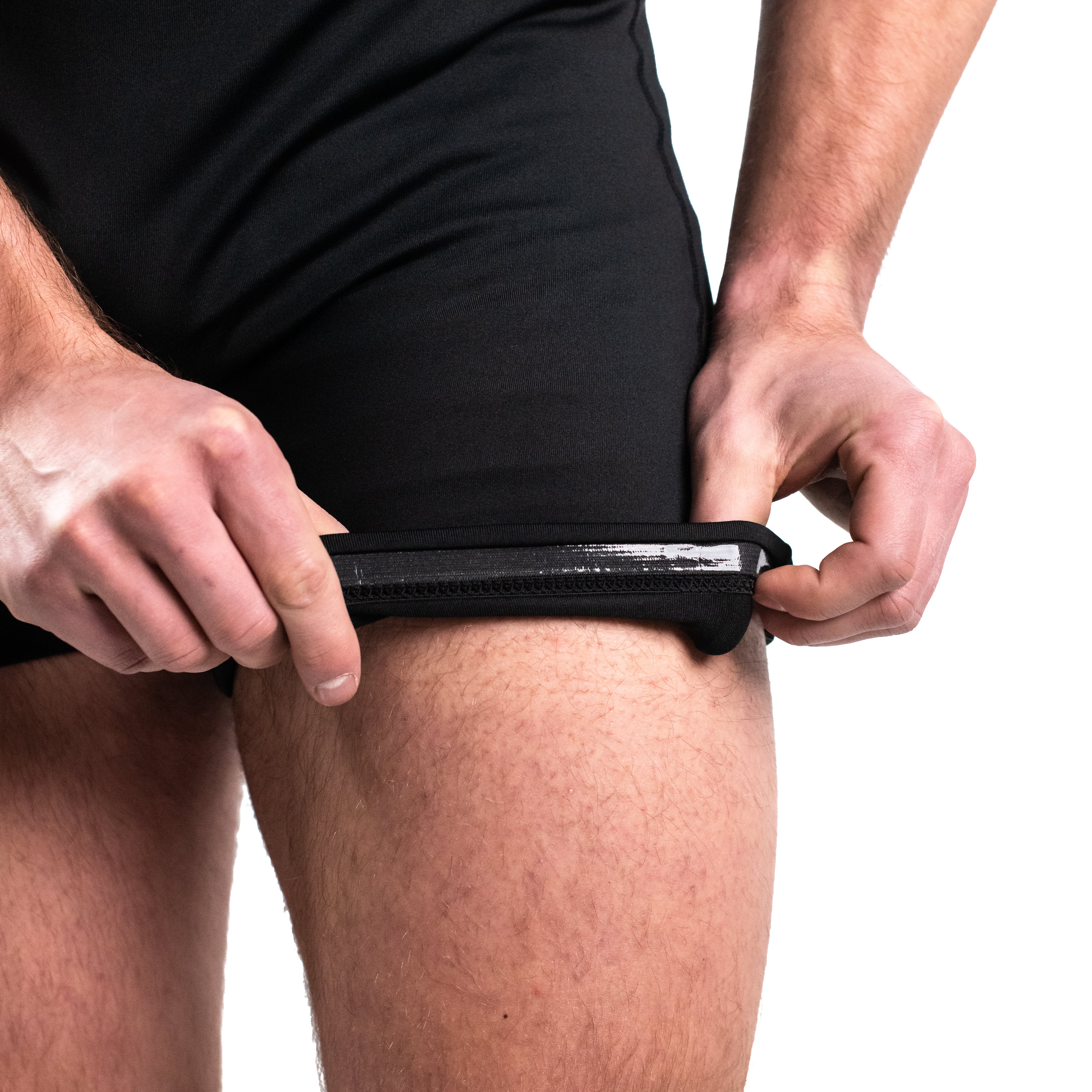 Silicone-lined leg opening on the A7 Stealth Singlet for a secure, non-slip fit throughout competition.