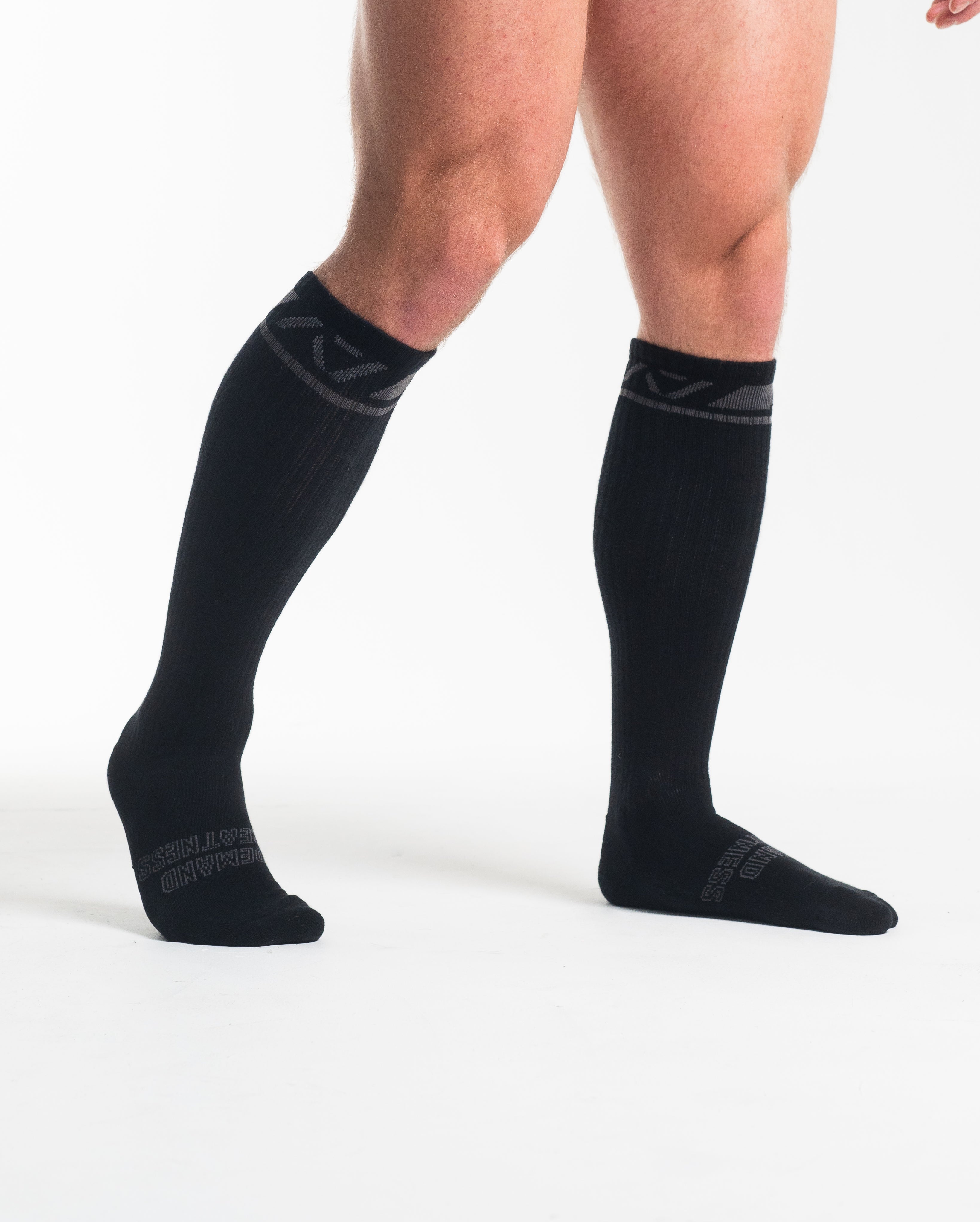 Side profile of A7 Deadlift Socks – Shadow Stone showing A7 ankle logo and compression-style top.