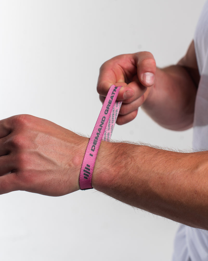 
                  
                    Stretchy Wristband - I am A7 I Demand Greatness - Flamingo
                  
                