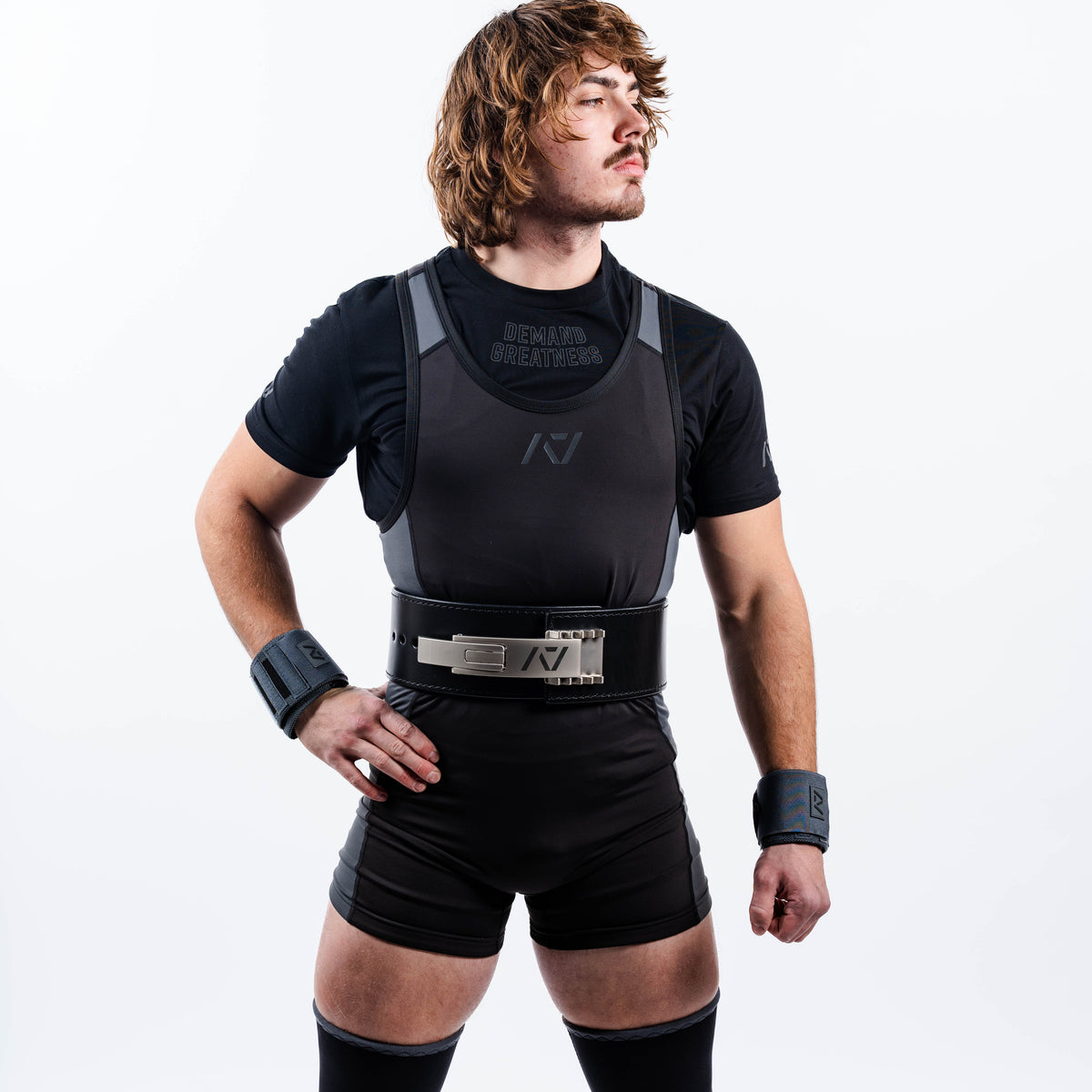 Men's Gray & Black Singlet for Powerlifting - Shadow Stone – A7