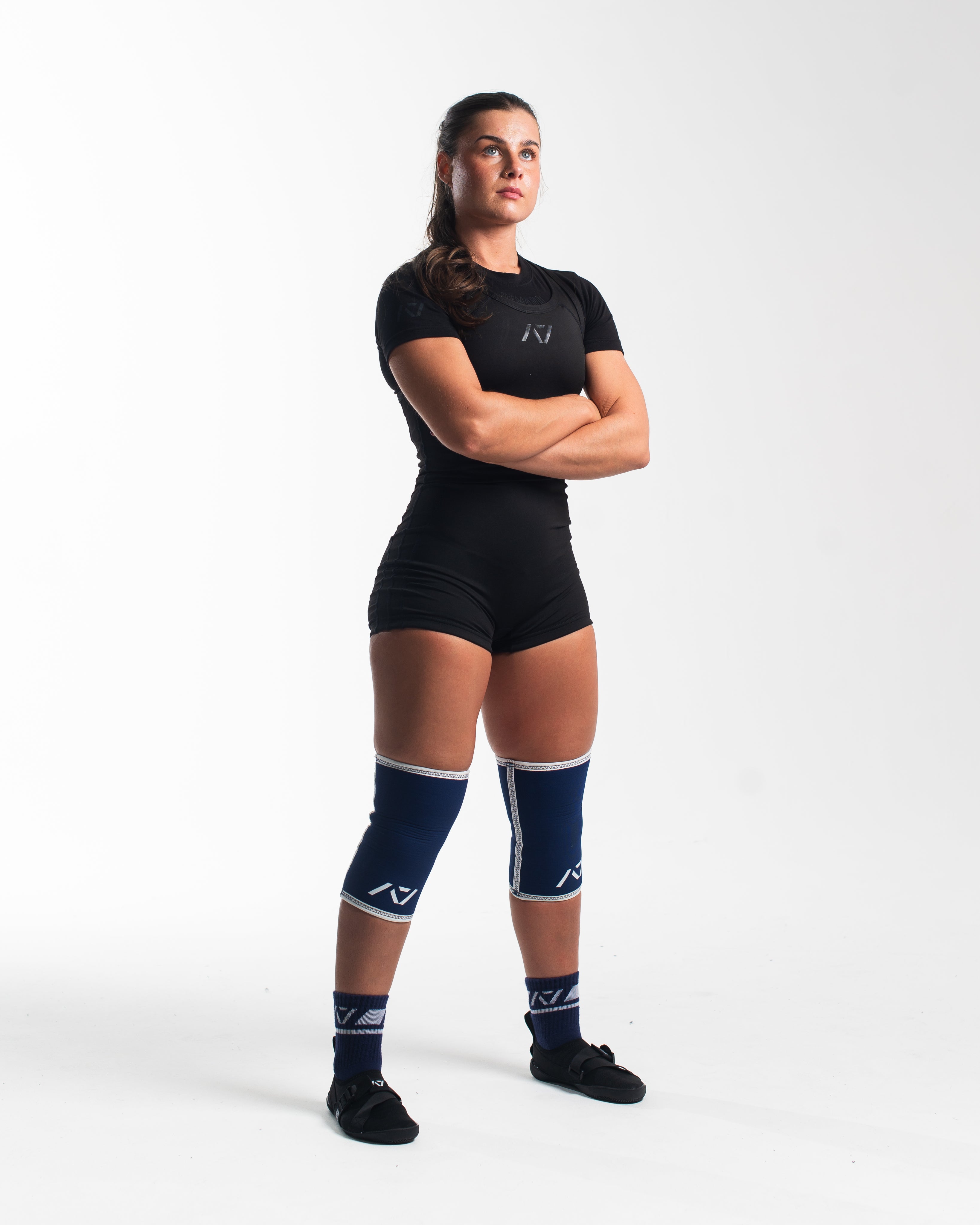 Navy Blue Knee Weightlifting Sleeves - Night Light | A7