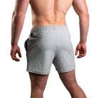 Rear view of 360Go KWD Shorts in Light Gray featuring ripstop loop-through pockets and streamlined silhouette.