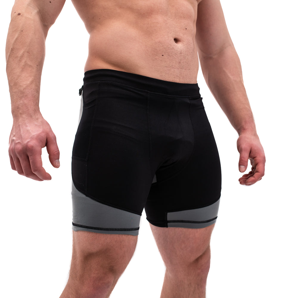 OX Gray & Black Compression Shorts for Men - Shadow | A7