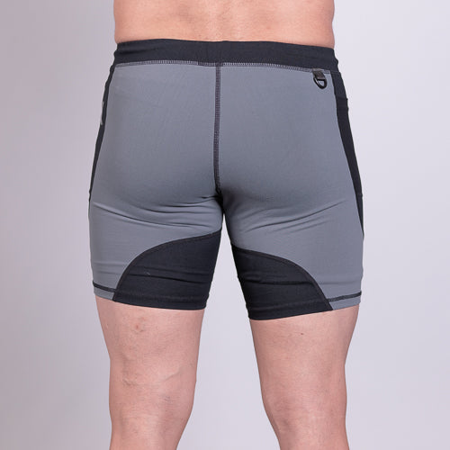 OX Gray & Black Compression Shorts for Men - Shadow