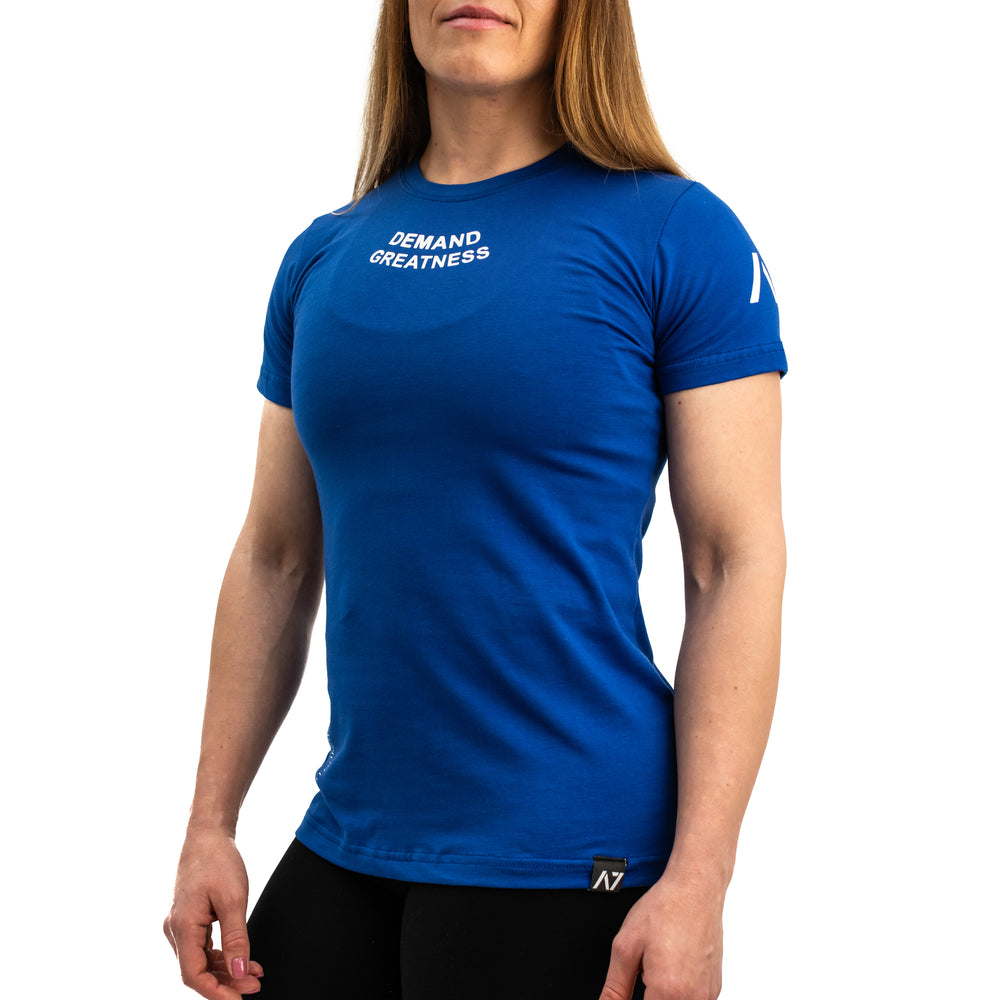Demand Greatness IPF Approved Logo Women's Meet Shirt - Blue